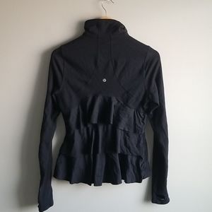 lululemon black ruffle back zip up M